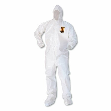 KLEENGUARD A80 Coveralls with Head/Foot Covering, Saranex 23-P/Cloth, 4X-Large, White, 10PK KCC 45667